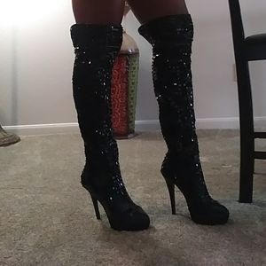 Dereon sparkle thigh high boots